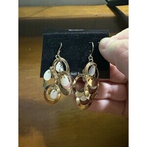 Vintage Gold Tone Dangle Drop Geometric Earrings Vintage Circle